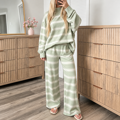 Women's Striped Print 2 Piece Set