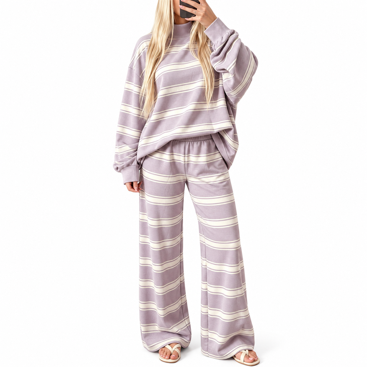 Women's Striped Print 2 Piece Set