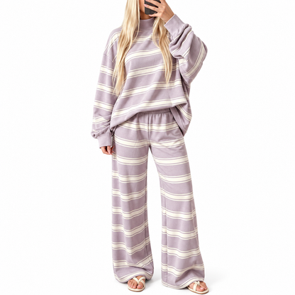 Women's Striped Print 2 Piece Set